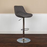 Flash Furniture CH-182050X000-DKGYFAB-GG Contemporary Dark Gray Fabric Adjustable Height Barstool with Chrome Base